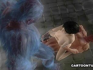 busty 3d babe double teamed