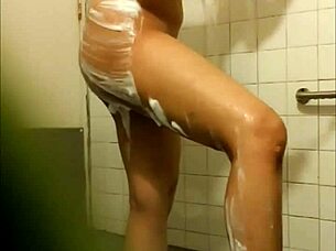 chinese wife secretly records her steamy shower moment in bathroom