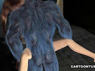 busty 3d babe double teamed