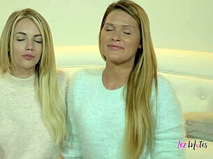 abby cross and blake eden, these erotic lesbian blondes, excitedly licking pussies and using dildos