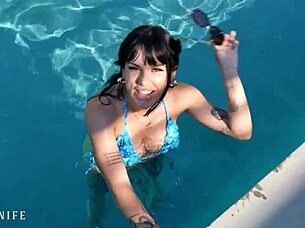 goth french babe effy cutie gets help removing bikini from muscular neighbor