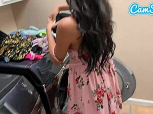 Overwhelmed with lust, I fucked my step-sister during laundry