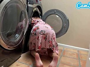 Overwhelmed with lust, I fucked my step-sister during laundry