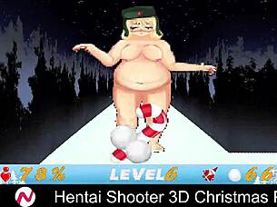 At the christmas party, the hentai shooter game features big tits and monsters.
