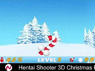 في حفلة الكريسماس لعبة هينتاي التصويب ببزاز كبيرة ووحوش