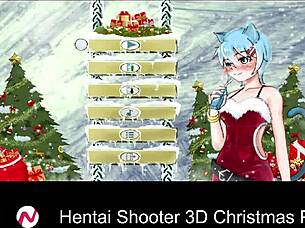 At the christmas party, the hentai shooter game features big tits and monsters.