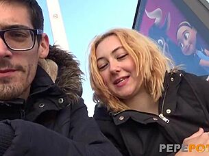 hey, exhibitionist couple fucking in the mall