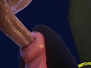 Will this anime character give a blowjob in the parking lot and get a creampie?