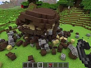 realistic minecraft asmr with satisfying lava and destruction