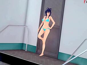 Akeno asks for sex in the public pool in HS DXD NTR Madness 4