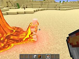 realistic minecraft asmr with satisfying lava and destruction