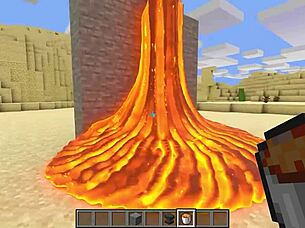 realistic minecraft asmr with satisfying lava and destruction