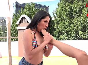 hot brunettes licking each other's pussies?