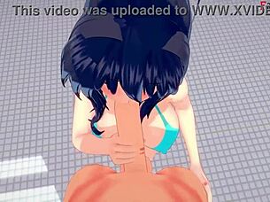 Akeno asks for sex in the public pool in HS DXD NTR Madness 4