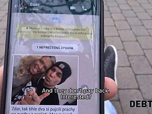 Debt Collector Fucks Blonde In Front Of Her Husband!