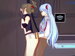 nine and chitose kisaragi share lesbian futanari sex