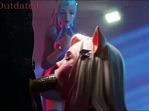 ahri from league of legends riding big tits in hentai animations