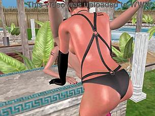 3d animated lesbian girl fisting on table