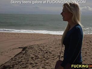 blonde teen plays with big black dick