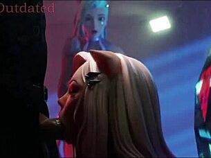 ahri from league of legends riding big tits in hentai animations