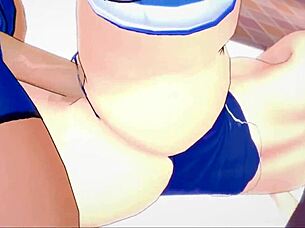 mona heats up a cock using her bikini in 3d hentai