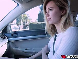 Haley reed giving a blowjob in the car