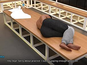 Coach shares news with john in anime hentai