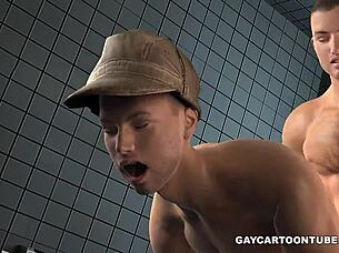 3D Gay Soldier Thug Goes Hard in Army Action