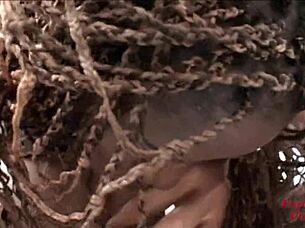 Beautiful black woman fucks doorman with big ass in hardcore scene