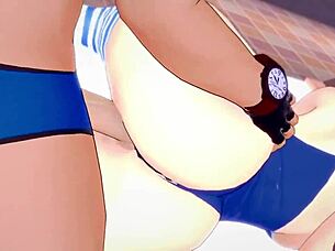 mona heats up a cock using her bikini in 3d hentai