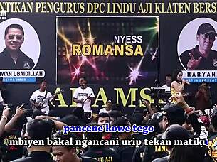 Two Pretty Indonesian Singers Perform Wild Erotic Dance On Stage Surrounded By Men