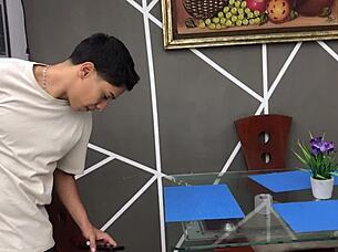 Amateur couple enjoys hot Latina's big natural tits and ass