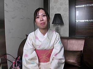 Yukata mature woman enjoys slippery sex with partner
