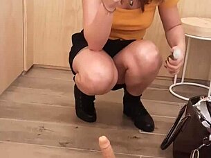 Jerking off in the dressing room: risky and exciting.