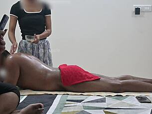 Happy ending caught on hidden cam with two girls in massage spa