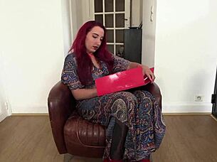 Redhead Milf with Pierced Nipples Rides Two Big Fat Cocks