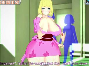 Rubia tetona hentai squirt in anime game scene