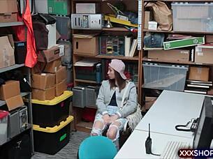 Petite 18+ Teenie Shoplifter Feeling Desperate To Fuck Security For Release
