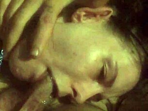 old slut gets sloppy deepthroat face fucking with cum