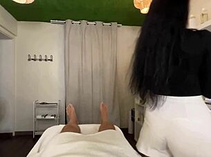 I gave the client the best blowjob as a hot masseuse.