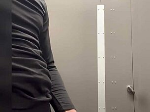 Guy jerks off in Home Depot bathroom publicly