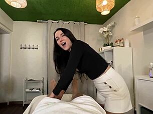 I gave the client the best blowjob as a hot masseuse.