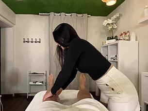 I gave the client the best blowjob as a hot masseuse.