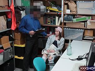 Petite 18+ Teenie Shoplifter Feeling Desperate To Fuck Security For Release