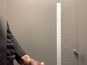 Guy jerks off in Home Depot bathroom publicly