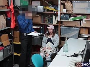 Petite 18+ Teenie Shoplifter Feeling Desperate To Fuck Security For Release