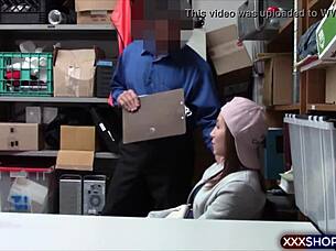 Petite 18+ Teenie Shoplifter Feeling Desperate To Fuck Security For Release