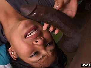 brunette asian teen takes black cock deep inside her