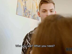 russian girl in red stockings enjoys threesome with friend