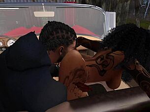 Black man fucks black woman with monster cock at drive-in, want to see?